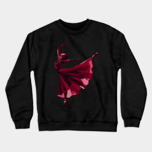 Silhouette of ballerina in a dark red tutu. Vector illustration, tiptoe dancing, ballet pose Crewneck Sweatshirt